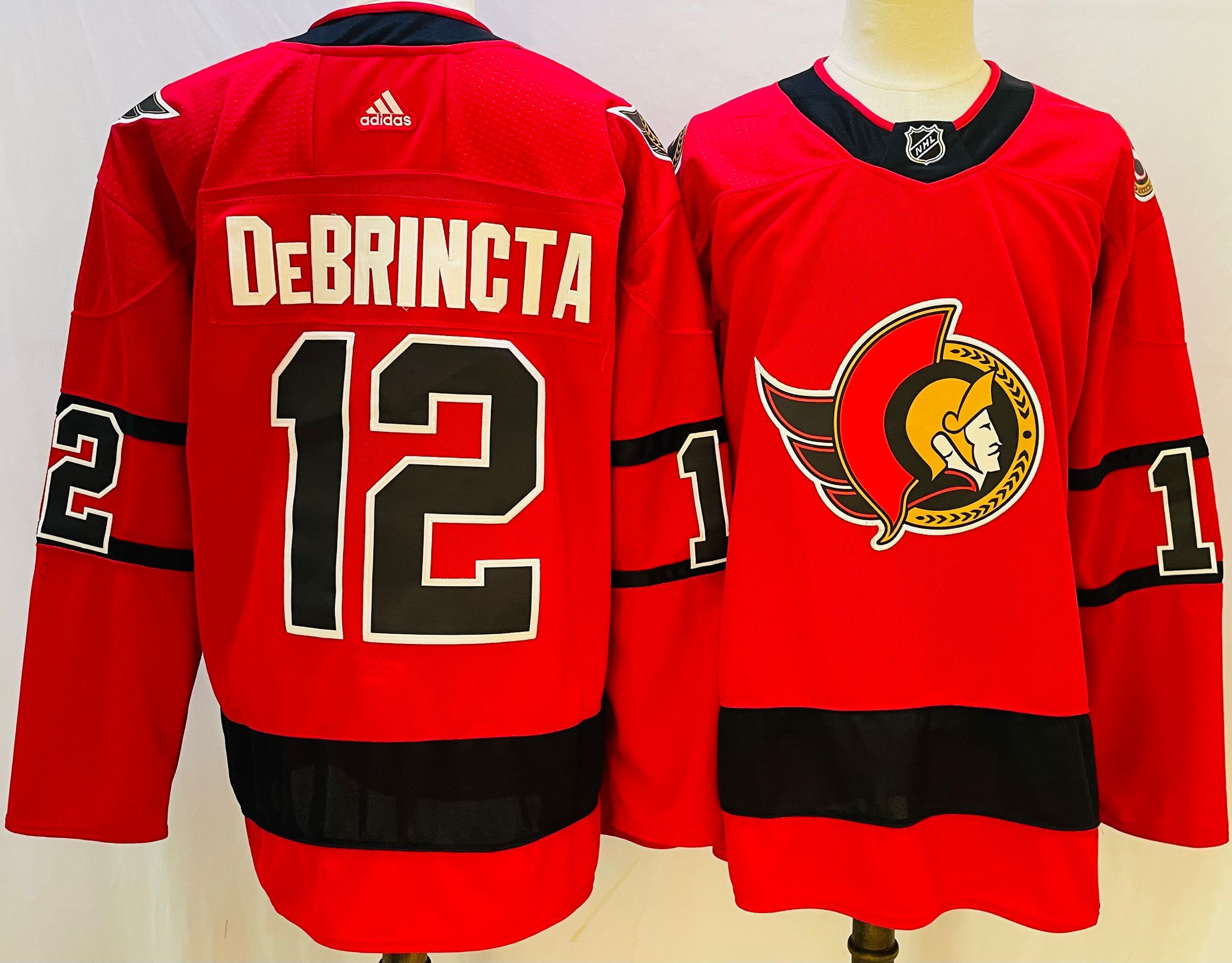 Men Ottawa Senators #12 Debrincta Red Throwback 2022 Adidas NHL Jersey